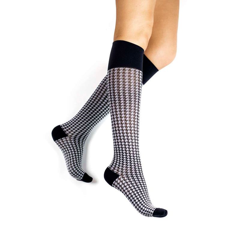 Rejuva Houndstooth Pattern 15-20 mmHg Knee High Compression Sock