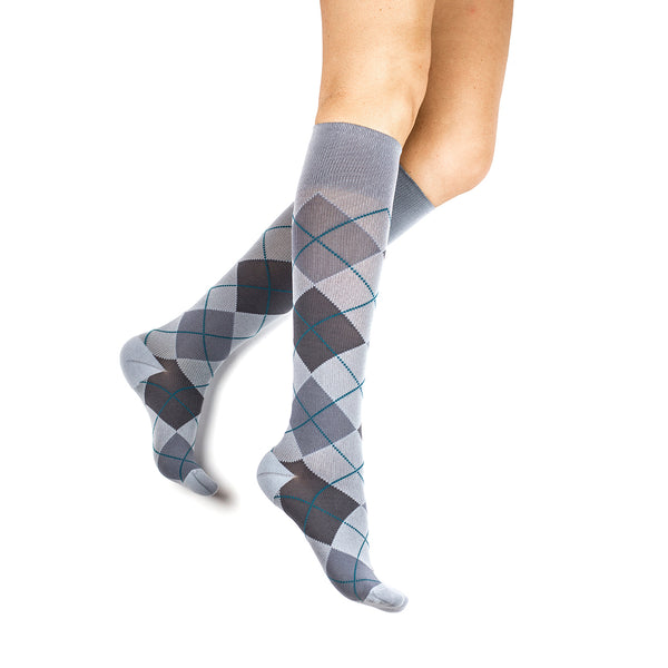 Rejuva Argyle Pattern 15-20 Knee High Compression Sock