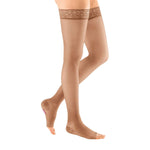 mediven sheer & soft 30-40 mmHG thigh high w/ silicone top band open toe compression stockings