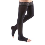 mediven comfort 15-20 mmHG thigh high w/ lace top band open toe compression stocking