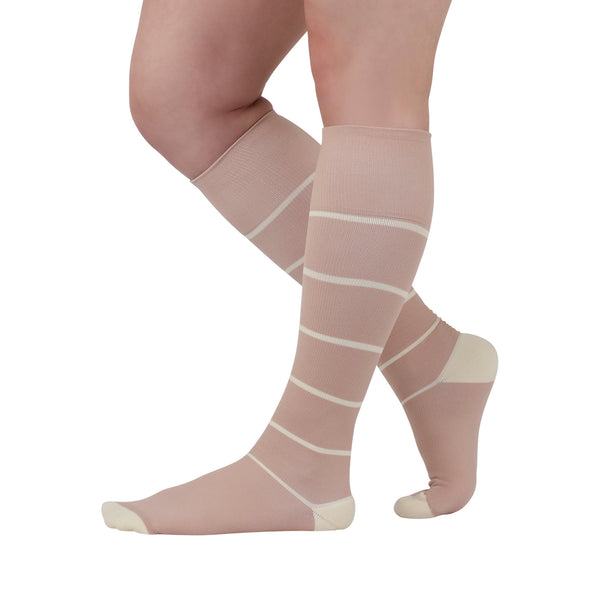 Rejuva Broad Stripe Pattern 15-20 mmHg Knee High Compression Sock
